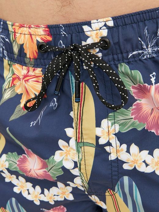 Bañador con dibujos tablas de surf & flores tropicales Jack & Jones Sky Captain
