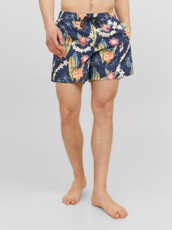 Bañador con dibujos tablas de surf & flores tropicales Jack & Jones Sky Captain