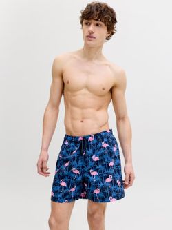 Bañador con estampado cisnes & palmeras Jack & Jones Navy Blazer