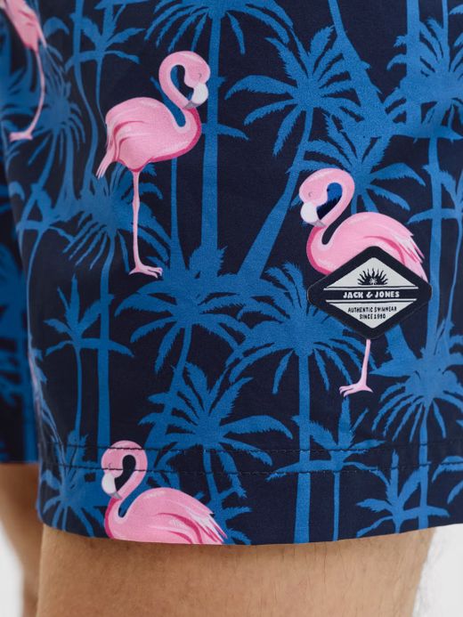 Bañador con estampado cisnes & palmeras Jack & Jones Navy Blazer