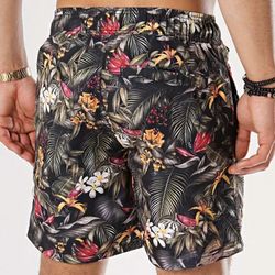 Costume da bagno con stampa di foglie tropicali Blend Of America Black