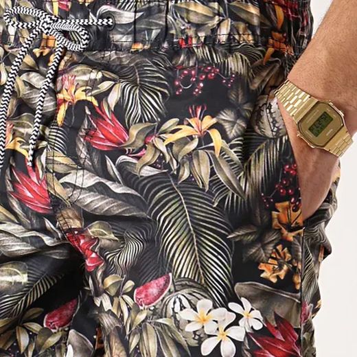 Costume da bagno con stampa di foglie tropicali Blend Of America Black