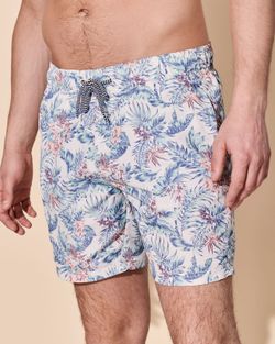 Tropical Leaves Print Badeanzug Blend Of America Off White