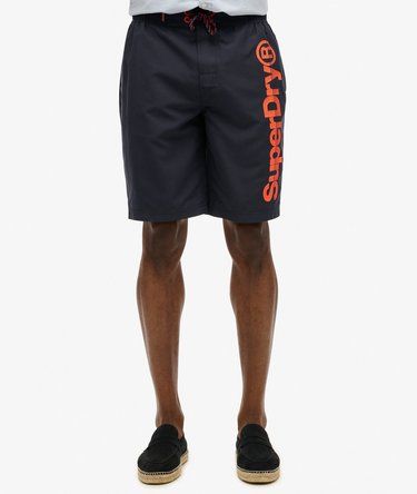 Bañador con letras branding contrastadas Superdry Dark Navy