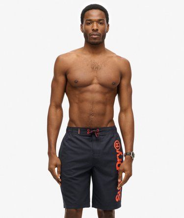 Bañador con letras branding contrastadas Superdry Dark Navy