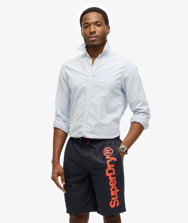 Bañador con letras branding contrastadas Superdry Dark Navy