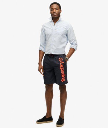 Bañador con letras branding contrastadas Superdry Dark Navy