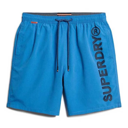Bañador con letras branding engomadas Superdry Monaco Blue