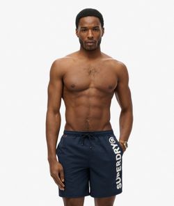Bañador con letras branding engomadas Superdry Nautical Blue