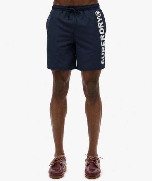 Bañador con letras branding engomadas Superdry Nautical Blue