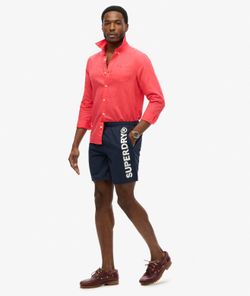 Bañador con letras branding engomadas Superdry Nautical Blue