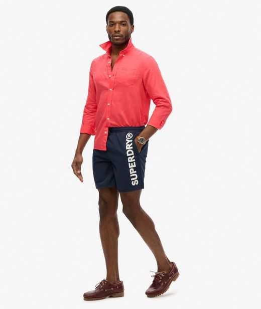 Bañador con letras branding engomadas Superdry Nautical Blue