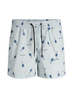 Bañador con rayas y dibujo raquetas tennis Jack & Jones Cashmere Blue