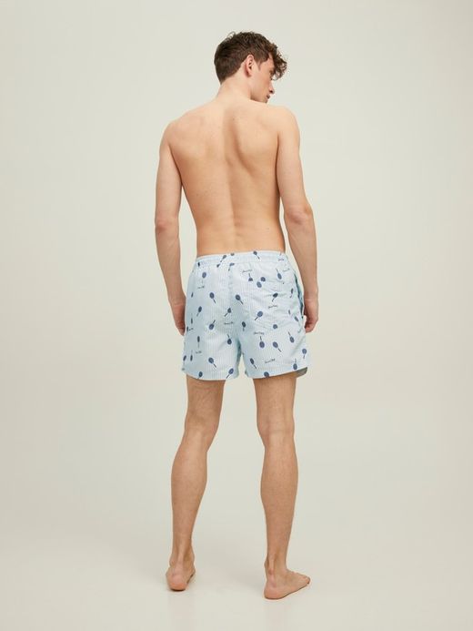 Bañador con rayas y dibujo raquetas tennis Jack & Jones Cashmere Blue