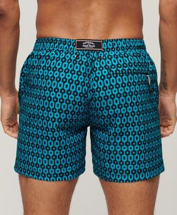 Bañador corto con dibujo geométrico Superdry Navy Blazer