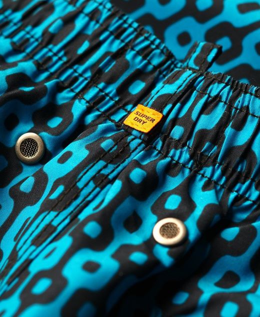 Bañador corto con dibujo geométrico Superdry Navy Blazer