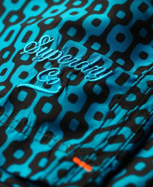 Bañador corto con dibujo geométrico Superdry Navy Blazer