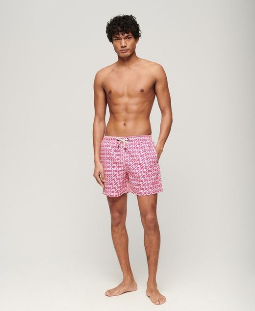 Bañador corto con dibujo geométrico Superdry Pink