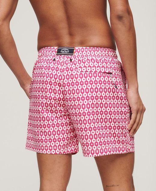 Bañador corto con dibujo geométrico Superdry Pink