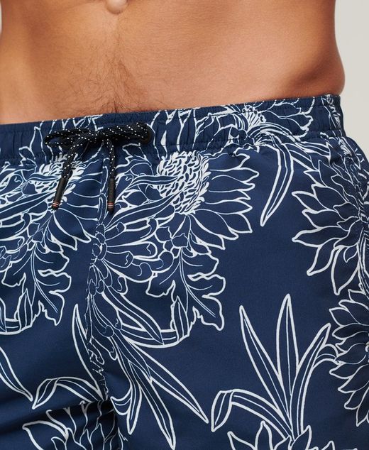 Bañador corto con estampado floral monocolor Superdry Blue