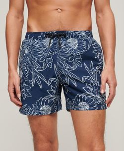 Bañador corto con estampado floral monocolor Superdry Blue