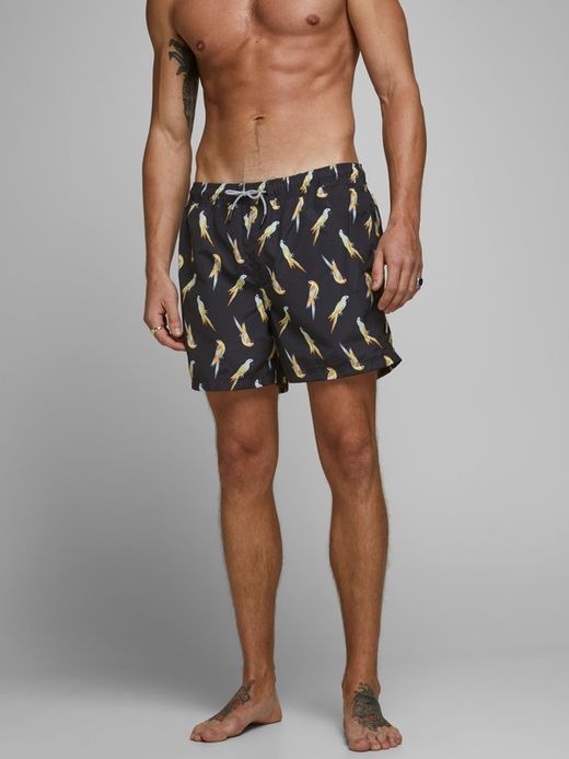 Bañador estampado papagayos multicolor Jack & Jones Black