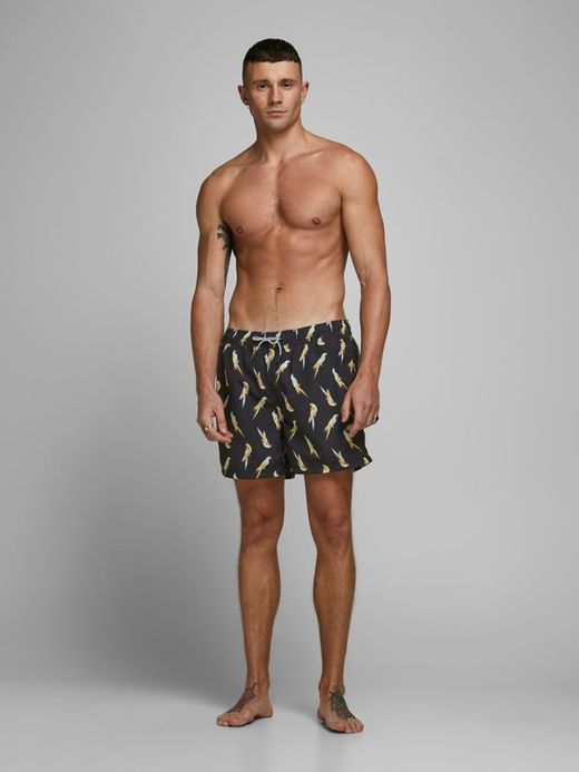 Bañador estampado papagayos multicolor Jack & Jones Black