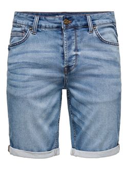 Bermuda 5 bolsillos tejana de aspecto desgastado Only & Sons Blue Denim