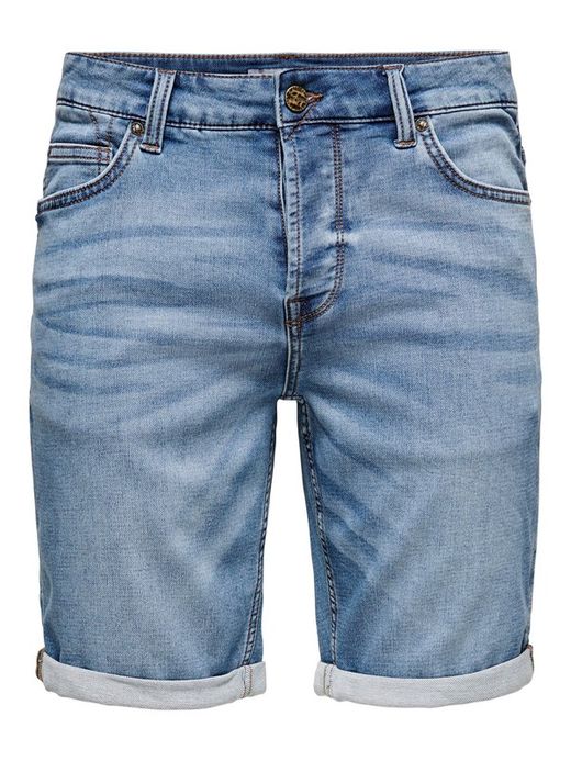 Bermuda 5 bolsillos tejana de aspecto desgastado Only & Sons Blue Denim