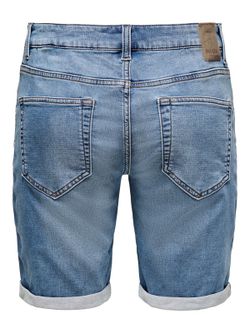Bermuda 5 bolsillos tejana de aspecto desgastado Only & Sons Blue Denim
