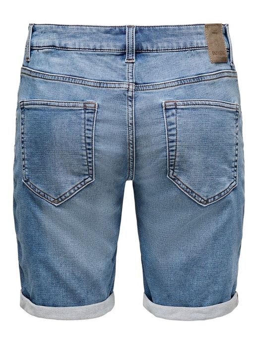 Bermuda 5 bolsillos tejana de aspecto desgastado Only & Sons Blue Denim