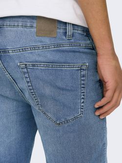 Bermuda 5 bolsillos tejana de aspecto desgastado Only & Sons Blue Denim