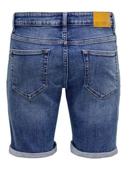 Bermuda 5 bolsillos tejana de aspecto desgastado Only & Sons Dark Blue