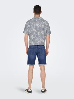 Bermuda 5 bolsillos tejana de aspecto desgastado Only & Sons Dark Blue