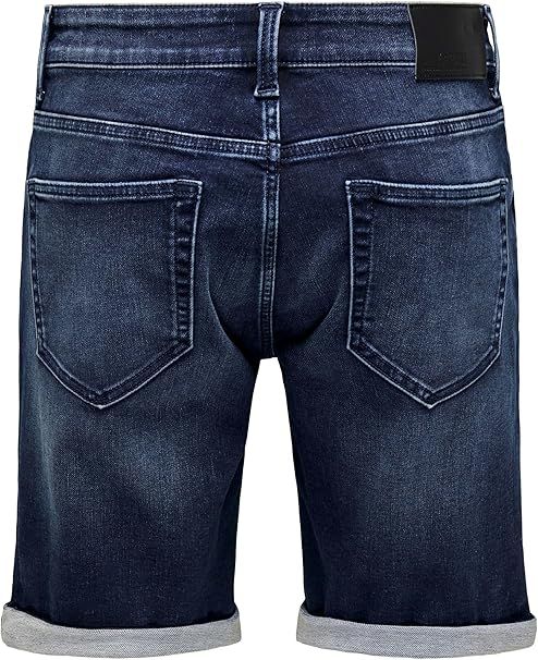 Bermuda 5 bolsillos tejana de aspecto desgastado Only & Sons Dark Blue