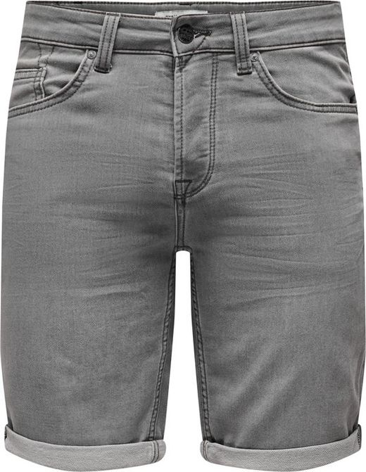 Bermuda 5 bolsillos tejana de aspecto desgastado Only & Sons Grey Denim