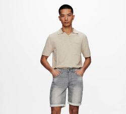 Bermuda 5 bolsillos tejana de aspecto desgastado Only & Sons Grey Denim