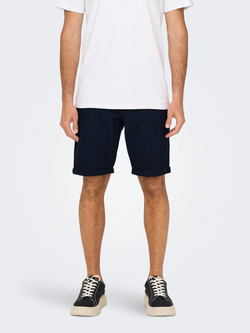 Bermuda algodón con dobladillo Only & Sons Dark Navy