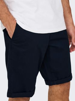 Bermuda algodón con dobladillo Only & Sons Dark Navy
