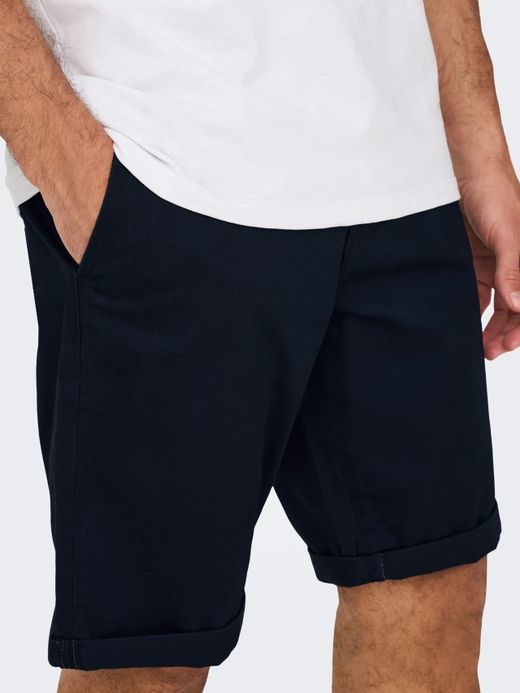 Bermuda algodón con dobladillo Only & Sons Dark Navy