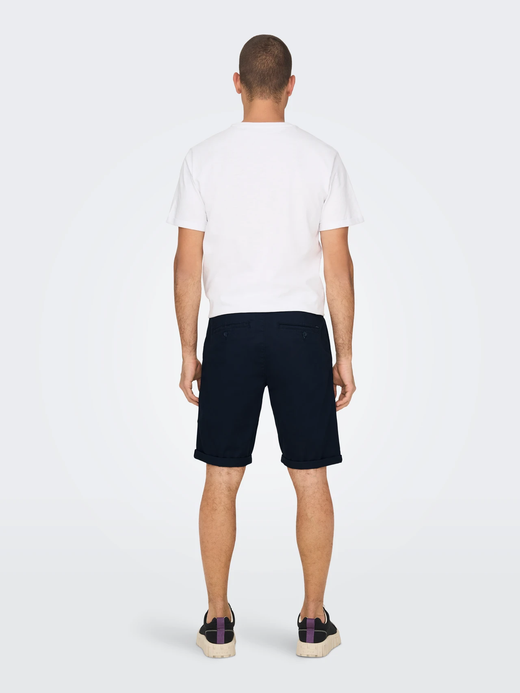 Bermuda algodón con dobladillo Only & Sons Dark Navy