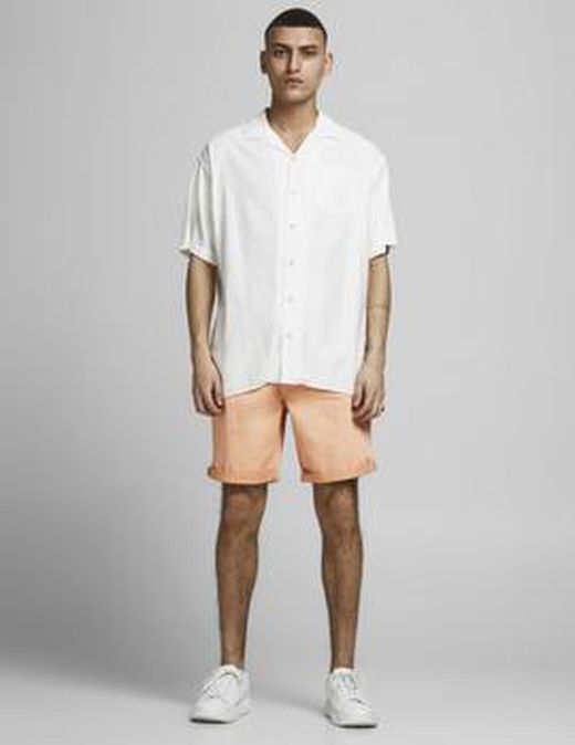 Bermuda algodón desgtastada Jack & Jones Coral