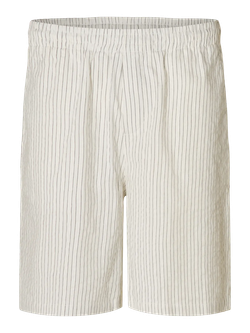 Bermuda con goma con rayas monocolor Selected Egret