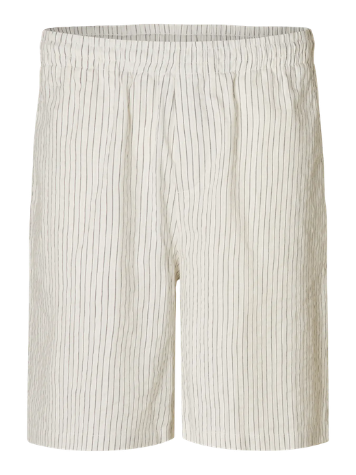 Bermuda con goma con rayas monocolor Selected Egret