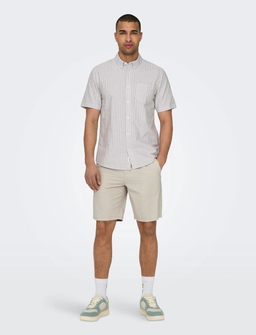 Bermuda con pinzas y cordón microarrugado Only & Sons Silver Lining