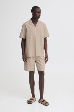 Bermuda de lino con goma y cordón Blend Of America Beige