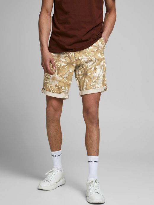 Bermuda estampada hojas tropicales Jack & Jones Beige