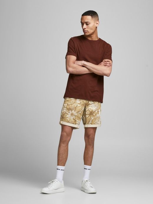 Bermuda estampada hojas tropicales Jack & Jones Beige