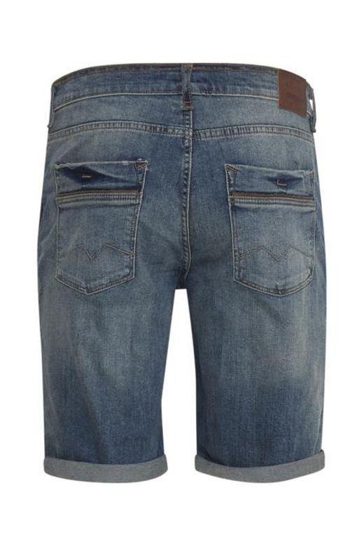 Denim Bermuda 5 Pockets Elastic Worn Blend Of America Denim Middle Blue