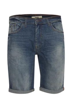 Denim Bermuda 5 Pockets Elastic Worn Blend Of America Denim Middle Blue